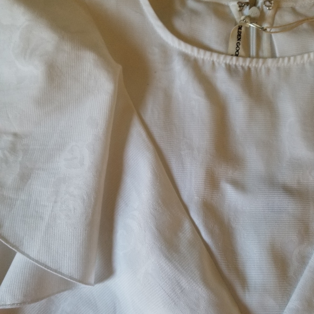 Golden Goose Isabella White Floral Print Jacquard Ruffled Top Size L Lar… - Picture 7 of 14